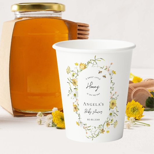 Little Honey Bee Yellow Wildflowers Baby shower Papieren Bekers