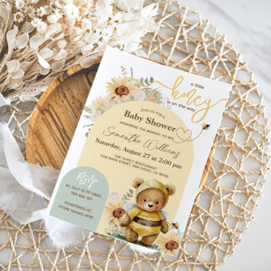 Little honey Bee Zonnebloem Beer Baby shower Kaart