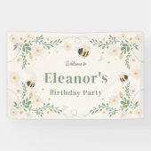Little Honey Bees Welkom Verjaardagsfeest Banner (Horizontaal)