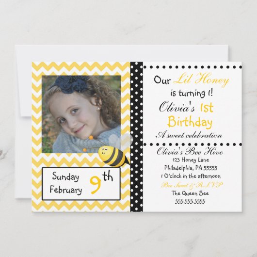 Little Honey Chevron Uitnodiging (Voorkant)