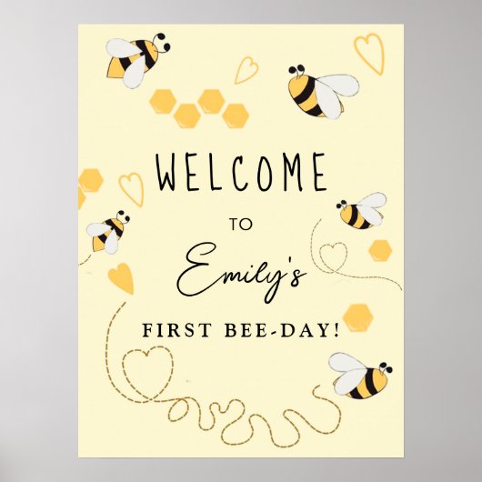 Little Honey eerste verjaardag welkomstbord Poster (Voorkant)