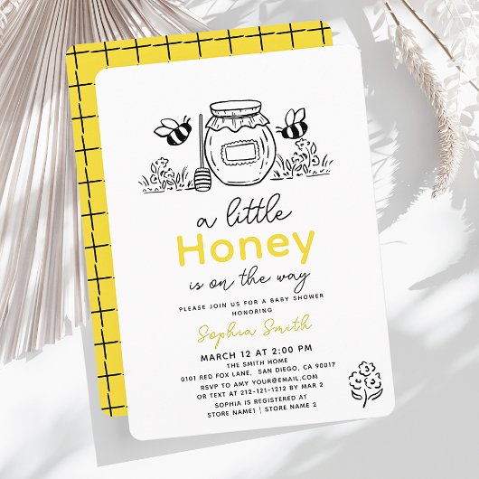 Little Honey Hand-drawn Bee Baby Shower Kaart
