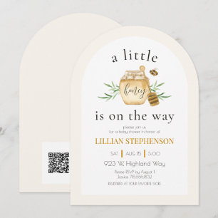 Little Honey Is On The Way Bee Baby Shower QR Code Kaart