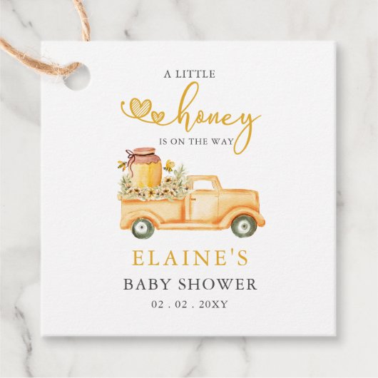 Little Honey is op weg naar het Baby shower van de Bedankjes Labels (Voorkant)