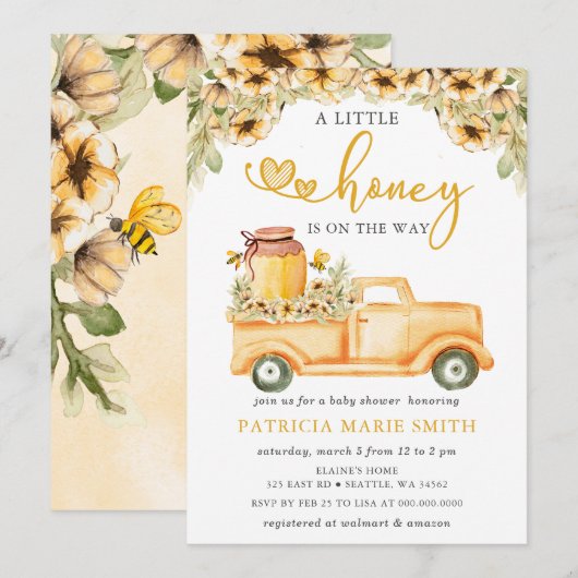 Little Honey is op weg naar het Baby shower van Ho Kaart (Voorkant / Achterkant)