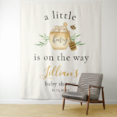 Little Honey On The Way Bee Baby Shower Backdrop Wandkleed (In situ)