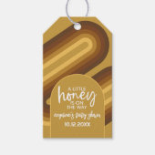Little Honey on the Way Retro Stripes Baby shower Cadeaulabel (Voorkant)