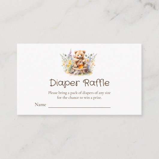 Little Honey op de weg Luier Raffle Tickets Informatiekaartje (Voorkant)