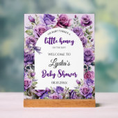Little Honey Paarse Rozen Baby shower Welkom Acryl Bord (Neutraal)