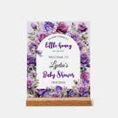 Little Honey Paarse Rozen Baby shower Welkom Acryl Bord (Voorkant)