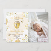 Little Honey Photo 1st Birthday Invite Kaart (Voorkant)