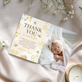 Little Honey Photo Birthday Thank You Card Kaart