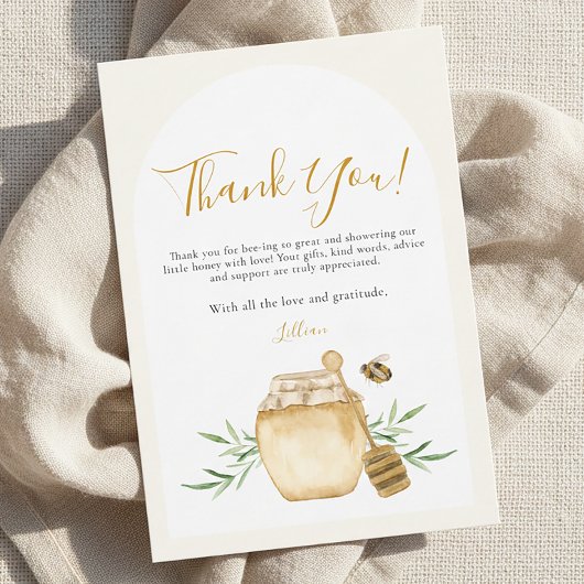 Little Honey Soft Watercolor Bee Baby Shower Flat Bedankkaart