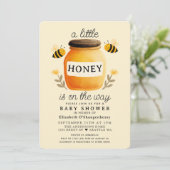 Little Honey Watercolor Bee Baby Shower Kaart (Staand voorkant)