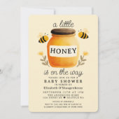 Little Honey Watercolor Bee Baby Shower Kaart (Voorkant)
