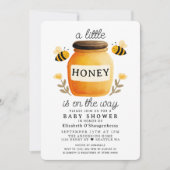 Little Honey Watercolor Bee Baby Shower Kaart (Voorkant)