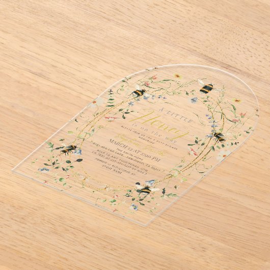 Little Honey Wildflower Bee Baby shower Acryl Uitnodigingen (Laagn)