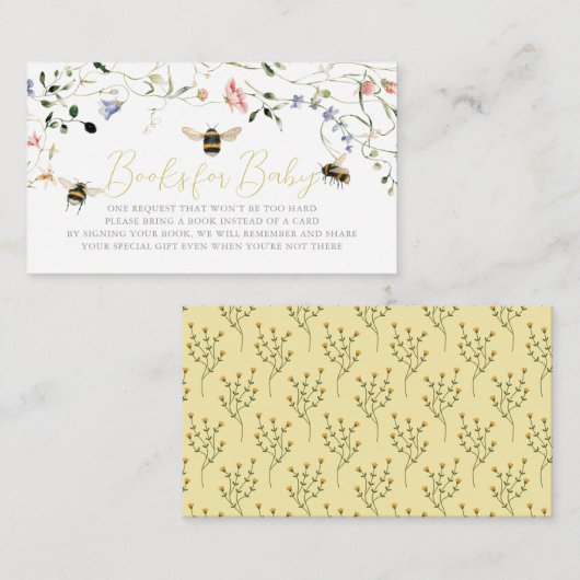 Little Honey Wildflower Bee Baby Shower Book Informatiekaartje (Voorkant / Achterkant)