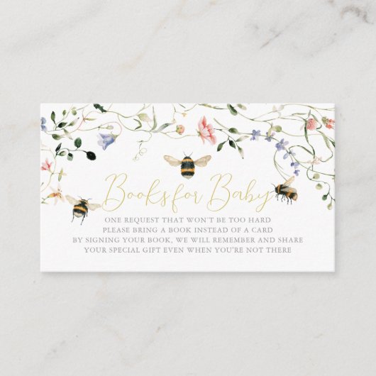 Little Honey Wildflower Bee Baby Shower Book Informatiekaartje (Voorkant)