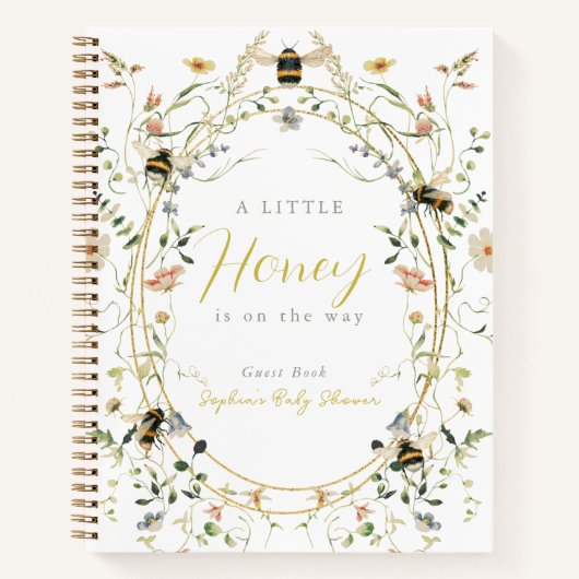 Little Honey Wildflower Bee Baby Shower Guest Book Notitieboek (Voorkant)