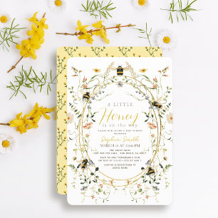 Little Honey Wildflower Bee Baby shower Kaart