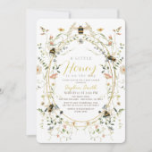 Little Honey Wildflower Bee Baby shower Kaart (Voorkant)