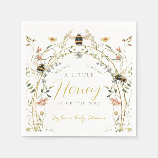 Little Honey Wildflower Bee Baby Shower Servet (Voorkant)