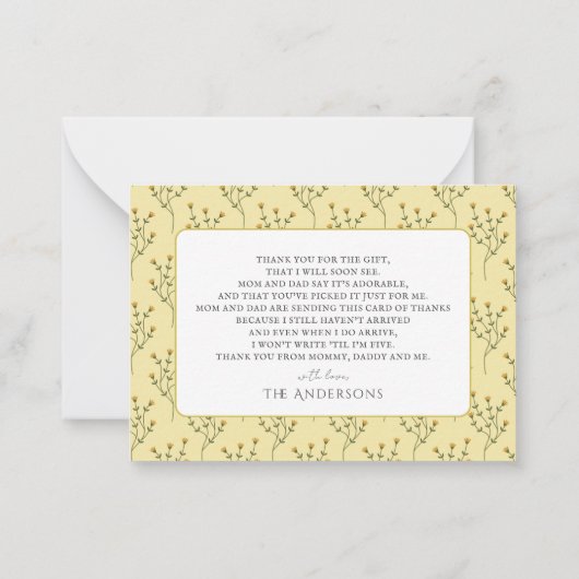 Little Honey Wildflower Bee Baby Shower Thank You Notitiekaartje (Achterkant)