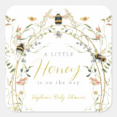 Little Honey Wildflower Bee Baby Shower Vierkante Sticker (Voorkant)