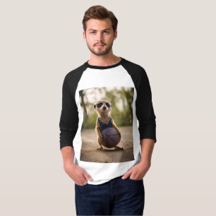 Little Hoop Star: Baby Meerkat Holding Basketball T-shirt