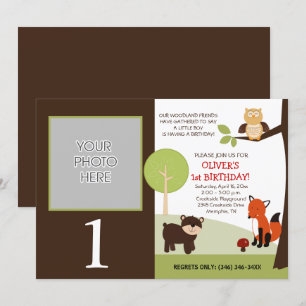 Little Hoot Woodland Forest Foto Birthday Kaart