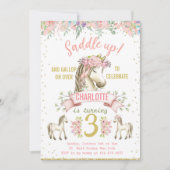 Little Horse Pony Cowgirl Verjaardagsuitnodiging Kaart (Voorkant)