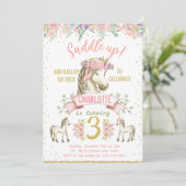 Little Horse Pony Cowgirl Verjaardagsuitnodiging Kaart (Staand voorkant)