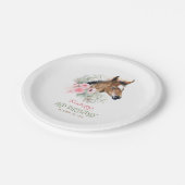 Little Horse Schattige Roze Bloemen Verjaardag Papieren Bordje (Gekanteld)