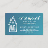 Little House "We have Moved" Blauwgroen & Blue Omb Visitekaartje (Voorkant)