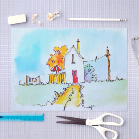 Little House With Washing Tissuepapier (Craft)