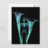 Little Human X-Ray Skeleton & Flowers - Blauwgroen Briefkaart (Voorkant / Achterkant)