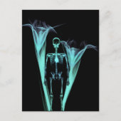 Little Human X-Ray Skeleton & Flowers - Blauwgroen Briefkaart (Voorkant)