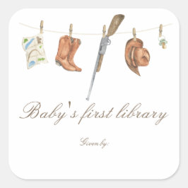 Little Hunter Baby shower - baby's eerste biblioth Vierkante Sticker