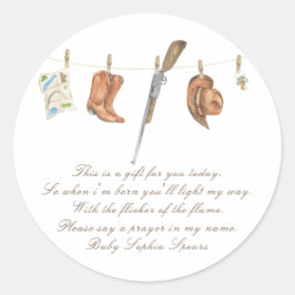 Little hunter baby shower - Gebedskaarslabel Ronde Sticker