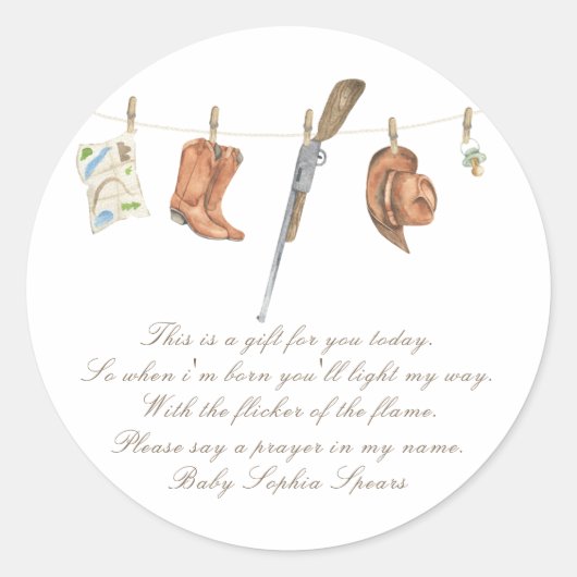 Little hunter baby shower - Prayer candle label (Voorkant)
