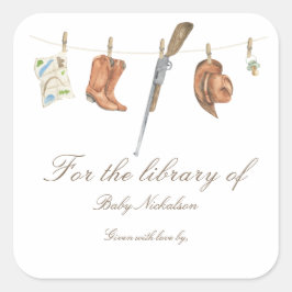 Little Hunter Baby shower - voor de bibliotheek va Vierkante Sticker