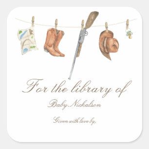 Little Hunter Baby shower - voor de bibliotheek va Vierkante Sticker