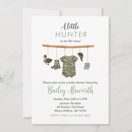 Little Hunter Duck Camo Rustic Baby shower Kaart (Voorkant)