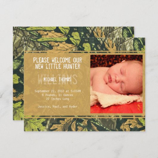 Little Hunter | Geboorteaankondigingen Aankondiging (Voorkant / Achterkant)