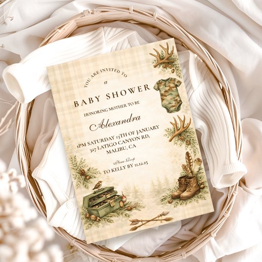 Little Hunter Woodland Keepsake Baby Shower Kaart