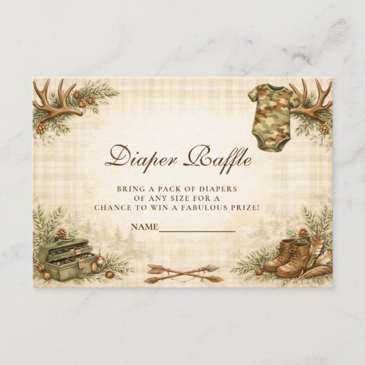 Little Hunter Woodland Keepsake Diapper Raffle Informatiekaartje (Voorkant)
