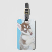 Little Husky Puppy Laying on a Blanket Bagagelabel (Voorkant (verticaal))