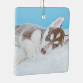 Little Husky Puppy Laying on a Blanket Keramisch Ornament (Rechts)