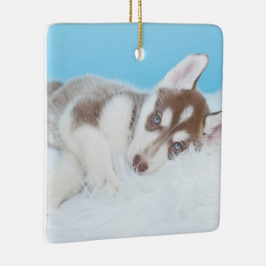 Little Husky Puppy Laying on a Blanket Keramisch Ornament (Rechts)